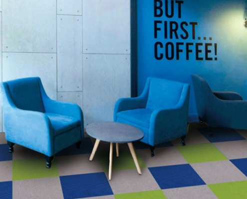 Cafe with carpet tile flooring