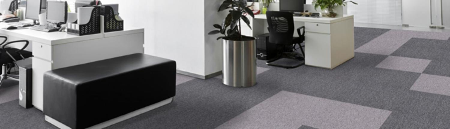 Office with carpet tile flooring