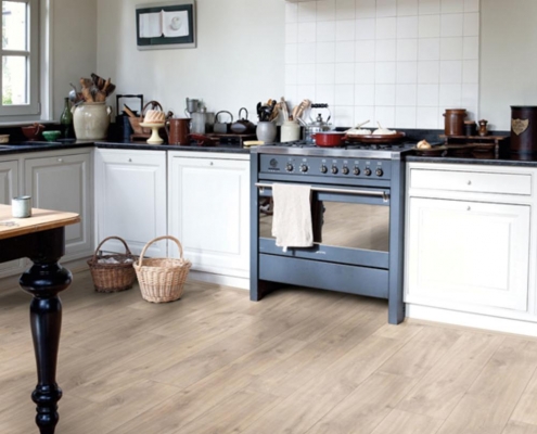 Kitchen with laminate flooring