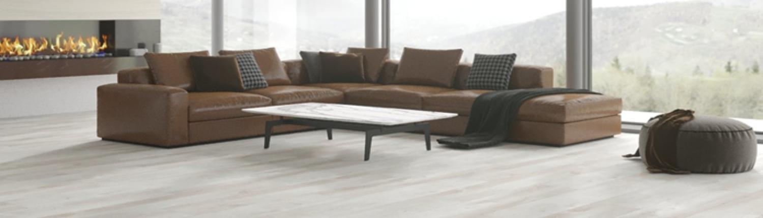 Sofa on vinyl flooring